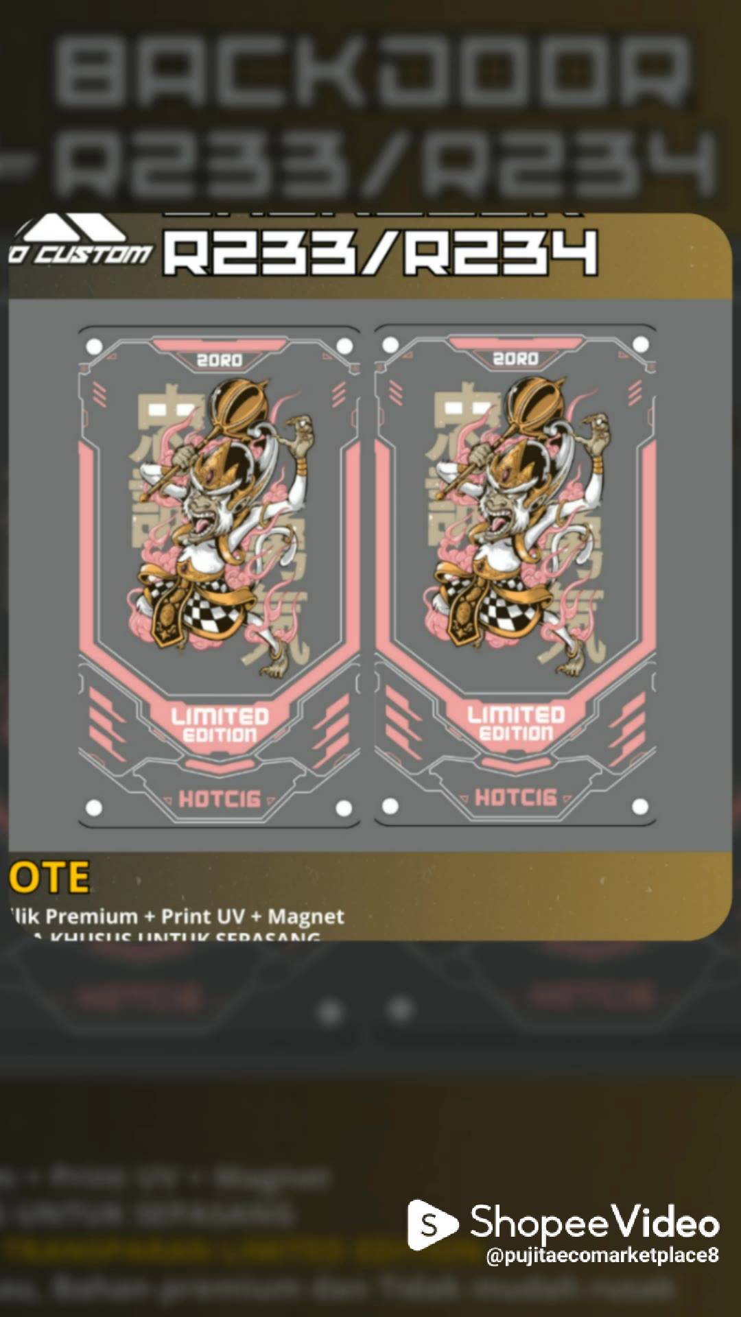 edisi terbatas backdoor r233/r234 - premium akrilik, print uv, magnet ...