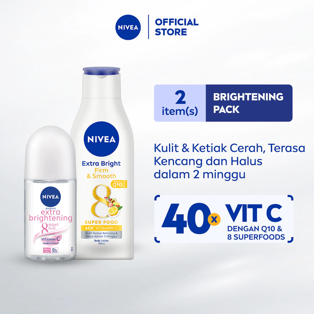 NIVEA Personal Care Extra Bright Firm & Smooth Vitamin C + Deodorant Extra Brightening Roll On - Value Pack