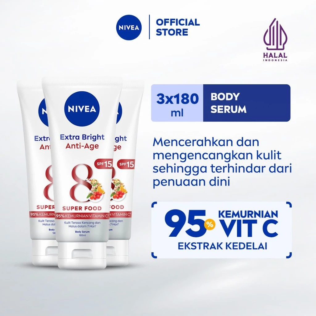 NIVEA Extra White Brightening Anti Age Body Serum 180mL Triplepack
