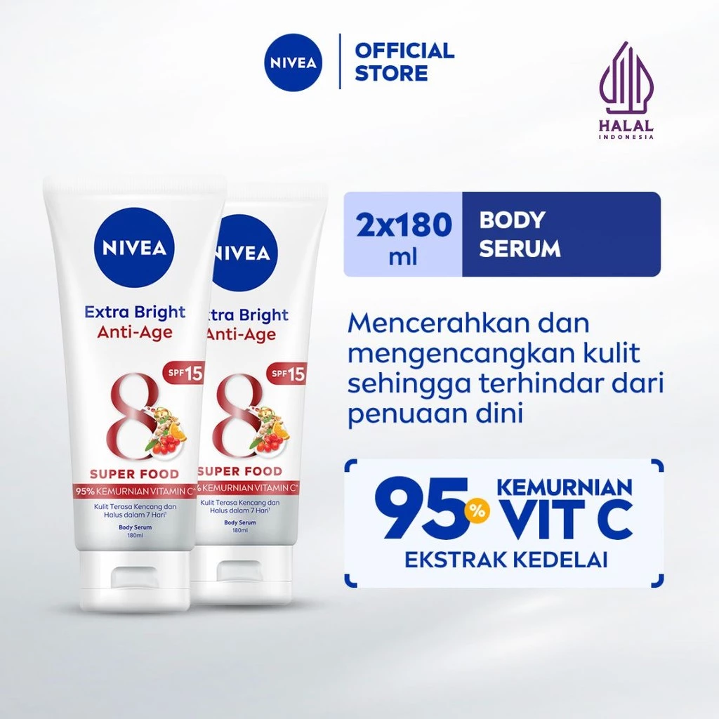 NIVEA Body Care Extra White Anti Age SPF15 Serum 180 ml - 2pcs