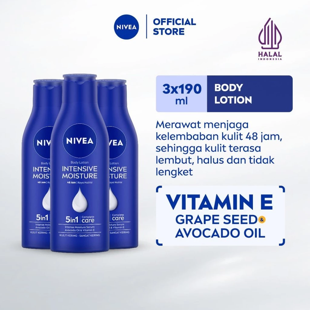 NIVEA Body Intensive Lotion 190ml Triplepack Melembabkan Kulit Kering