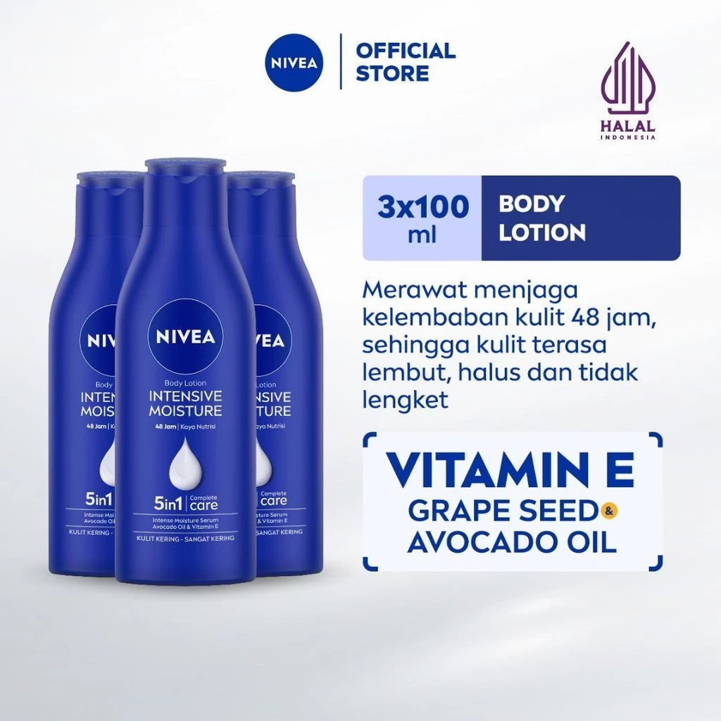 Nivea Body Lotion Intensive 100ml Triplepack Melembabkan Kulit Kering