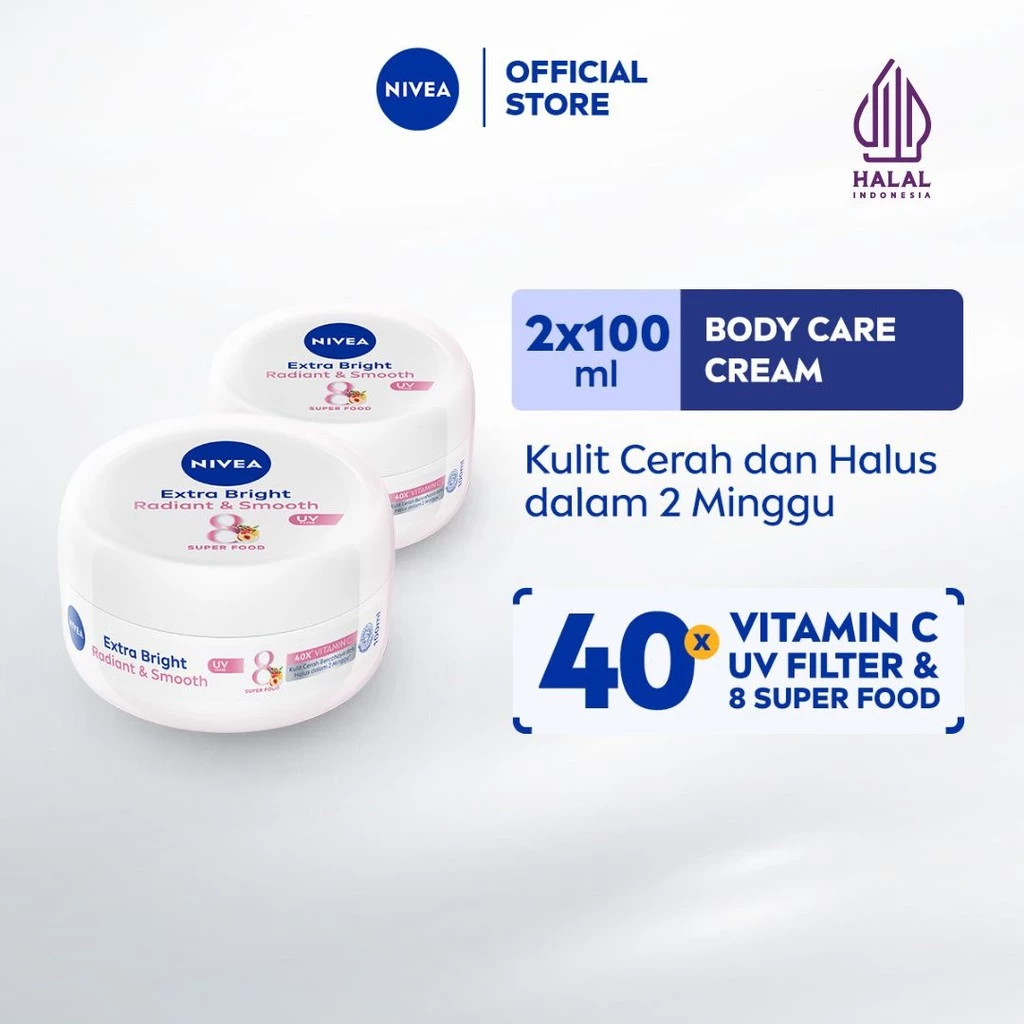 NIVEA Body Care Extra White Radiant & Smooth Creme 100mL Twinpack
