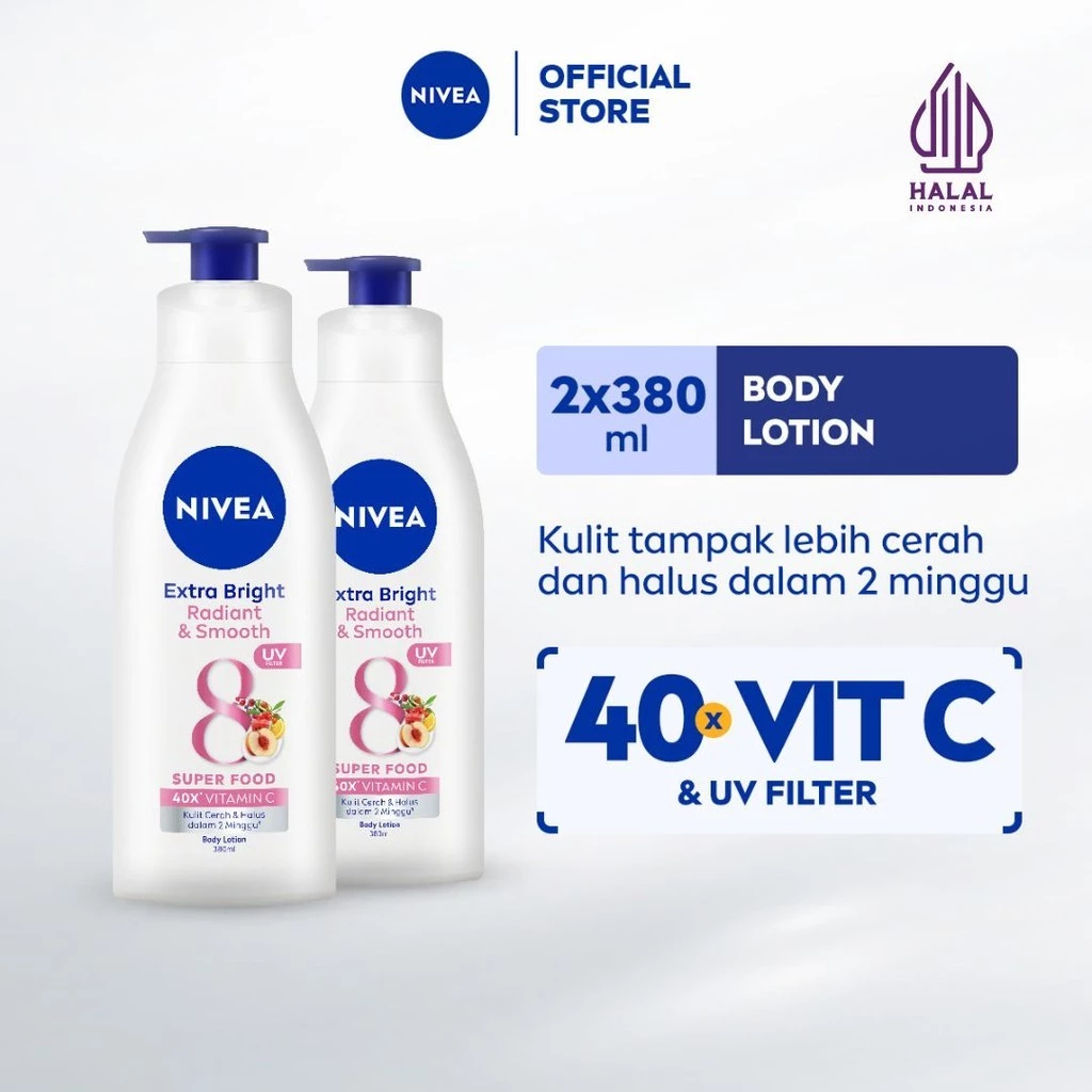 NIVEA Body Care Extra White Radiant & Smooth Brightening Lotion 380ml - 2 pcs