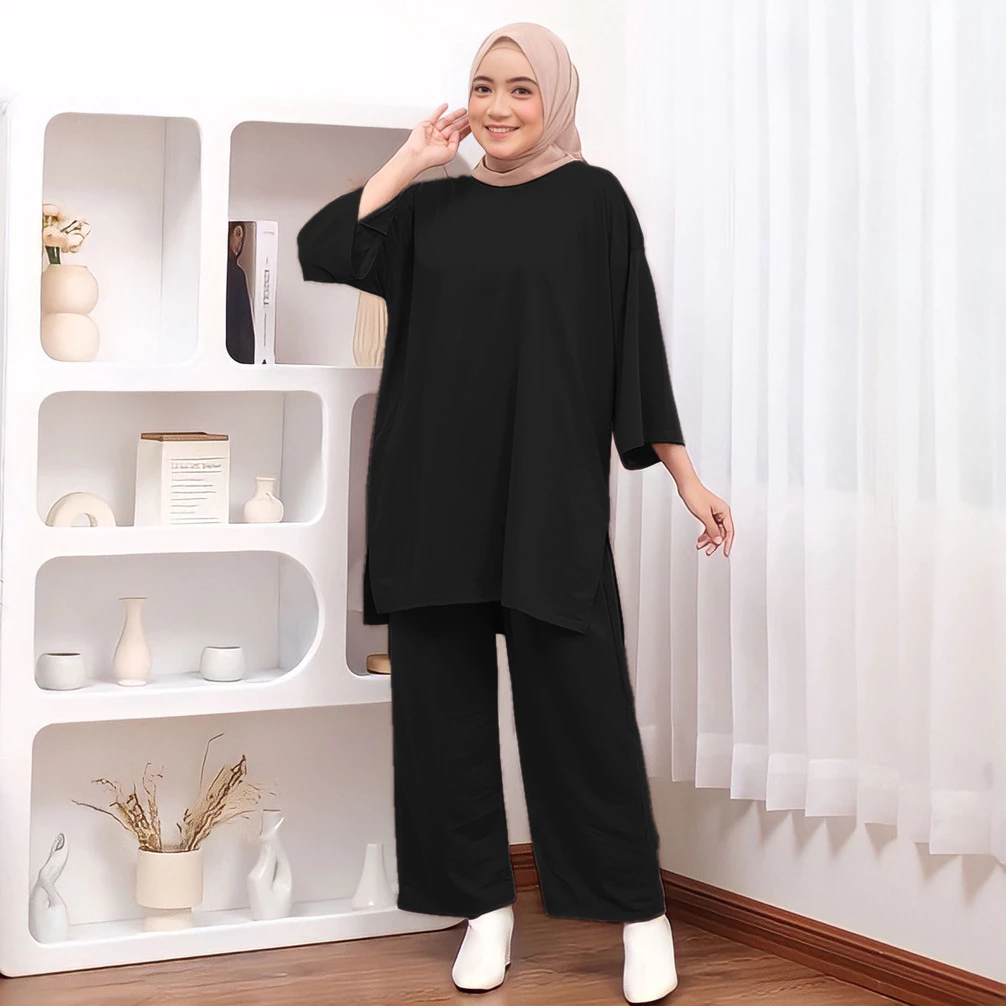 RILLO - Setelan Tunik Polos Oversize