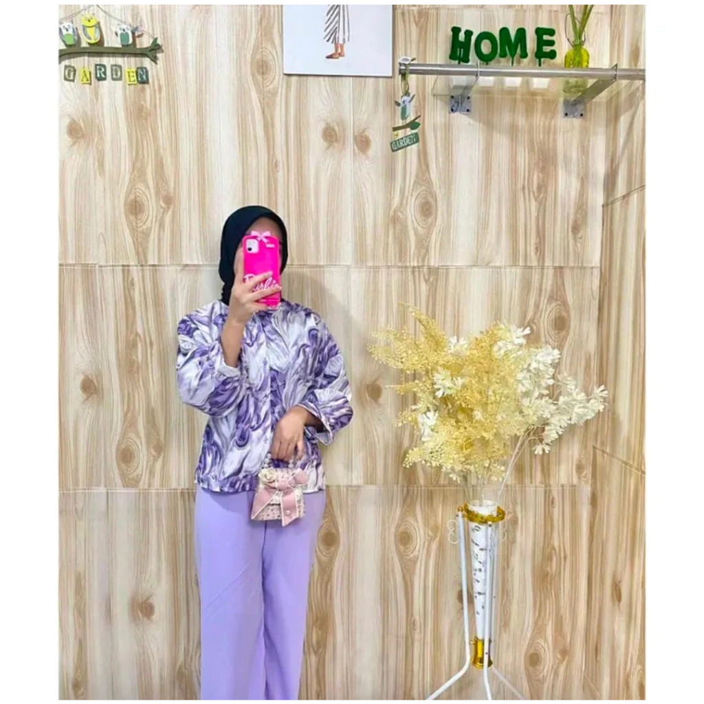 RILLO - One Set Marble / Setelan Kemeja & Celana Wanita Kekinian