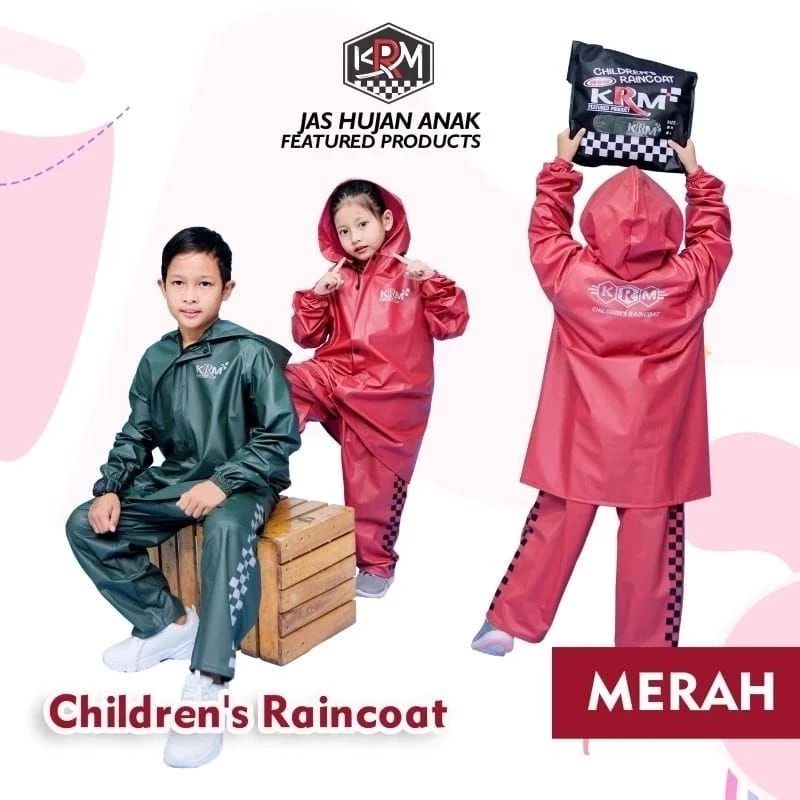 KRM JAS HUJAN ANAK LAKI DAN PEREMPUAN BAJU CELANA BAHAN PVC KUAT HALUS TEBAL DAN KEDAP AIR