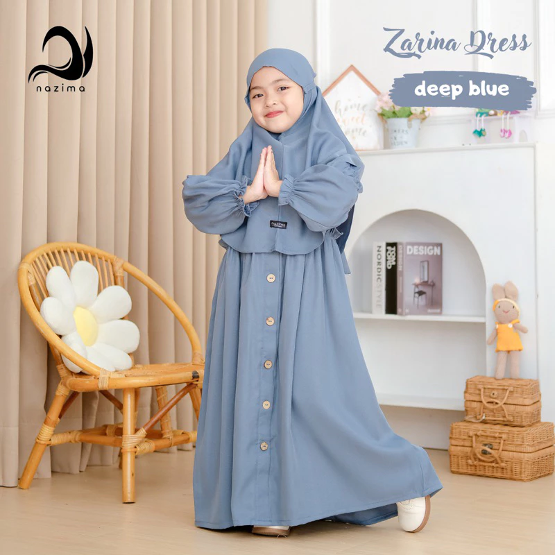 Gamis anak perempuan Nazima Zarina Set Part A terbaru 2026 bahan crinkle airflow