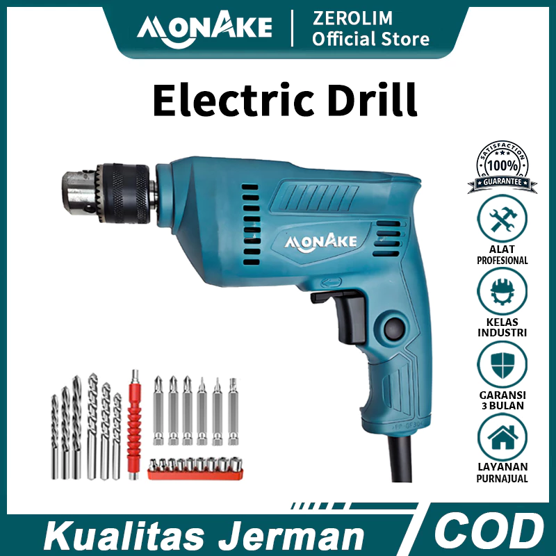 MONAKE Jerman Mesin Bor Listrik Impact 10mm Bolak Balik