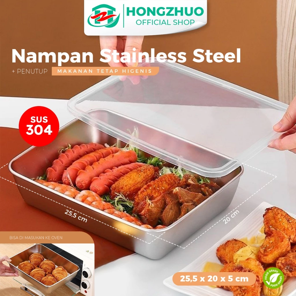 Hongzhuo Food Container Stainless Steel Tutup Wadah Box Penyimpanan Makanan Serbaguna