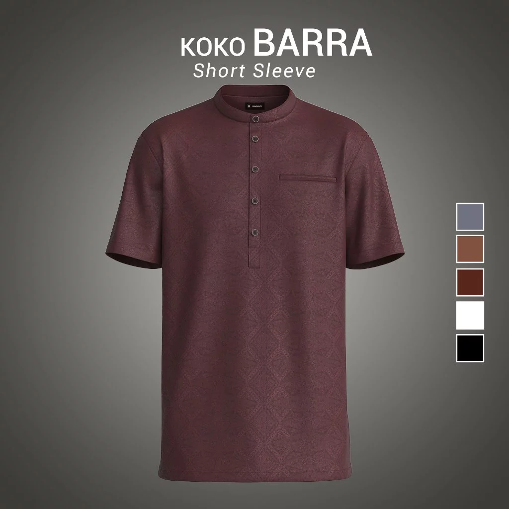 BROGUY Kemeja Koko Pria Dewasa Lengan Pendek Barra