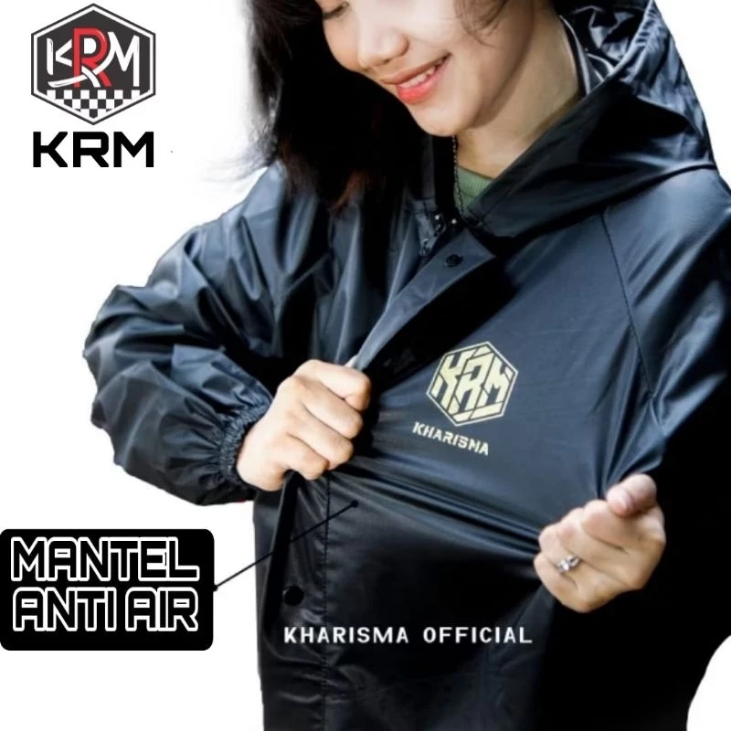 KHARISMA Jas Hujan Setelan Pria Wanita Raincoat Bahan PVC PREMIUM Tebal Kuat Anti REMBES HITAM