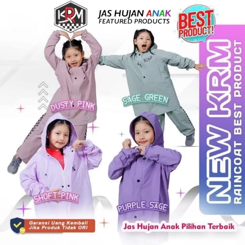 ORIGINAL KRM JAS HUJAN ANAK 1-16 TAHUN HOODIE LAKI DAN PEREMPUAN MANTEL HUJAN WATERPROOF