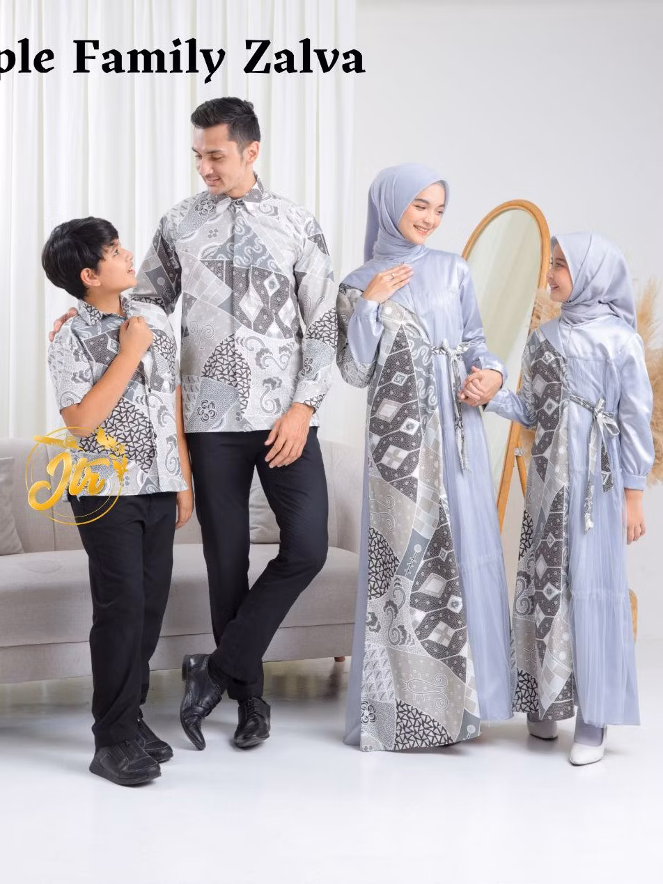 Couple Family Sarimbit Batik Keluarga Dress Lebaran Gamis Busui Kemeja Dewasa Anak Zalva Hanumaisyah