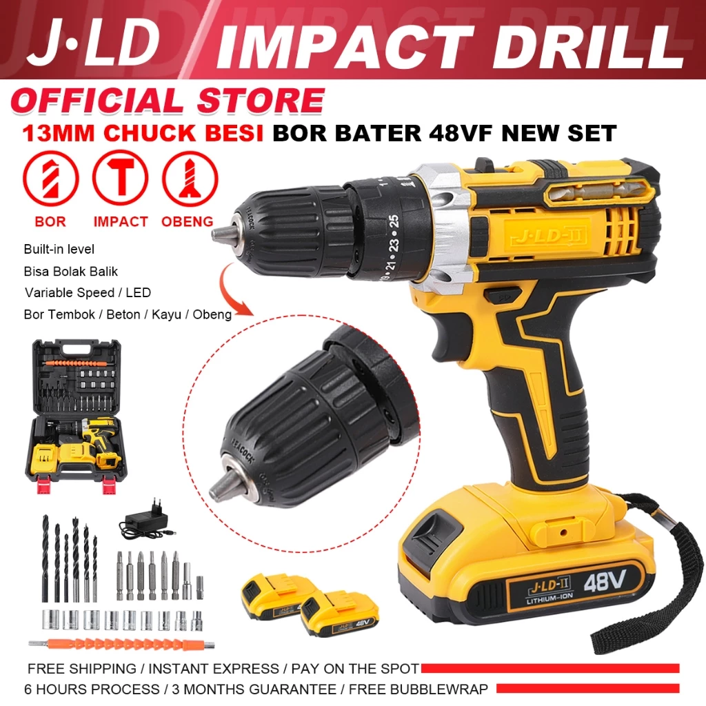 JLD Bor Baterai 48VF 2-Speed dengan Level Built-in