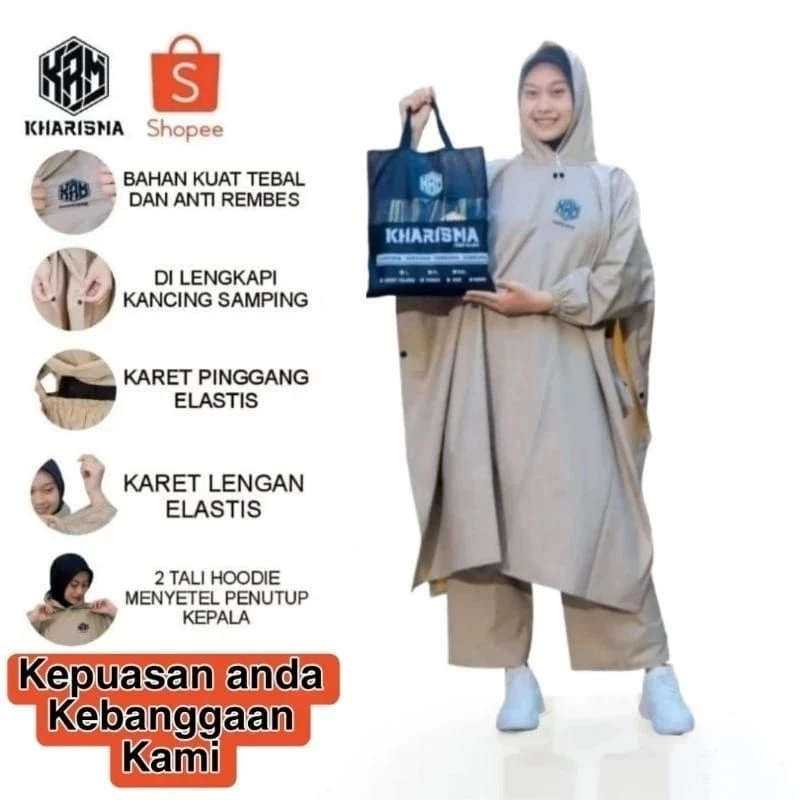 KHARISMA JAS HUJAN SETELAN CELANA JUMBO KELELAWAR LENGAN ANTI REMBES