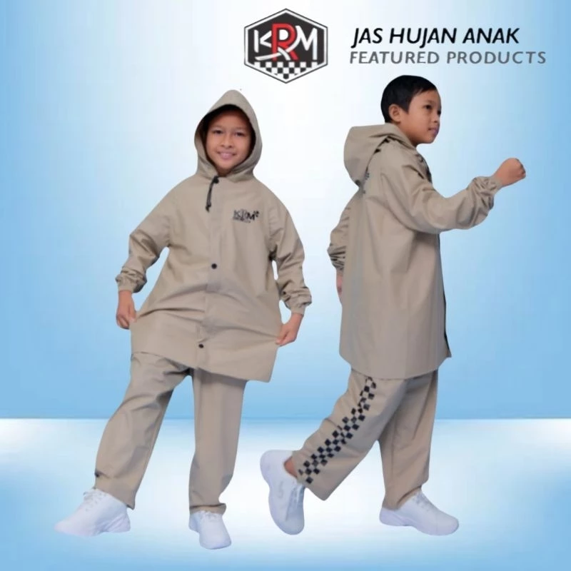 KRM JAS HUJAN ANAK RAINCOAT MANTEL ANAK ANTI REMBES USIA 1-16 TAHUN BEST QUALITY KREM
