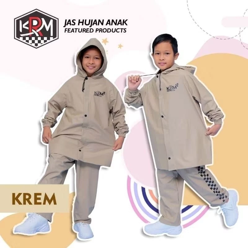 KRM JAS HUJAN ANAK TK & SD RAINCOAT KIDS MANTEL HUJAN ANAK ANTI AIR KREM