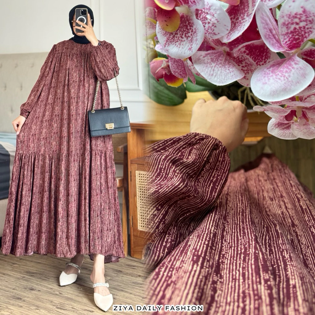 KINAN MIDI DRESS By ZIYA ~ Gamis Polos Rayon Premium Terbaru