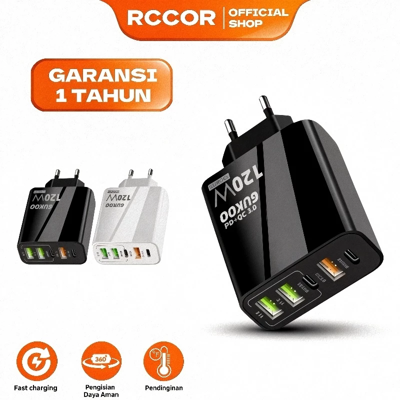 RCCOR Charger 120W 5 Port Fast Charging