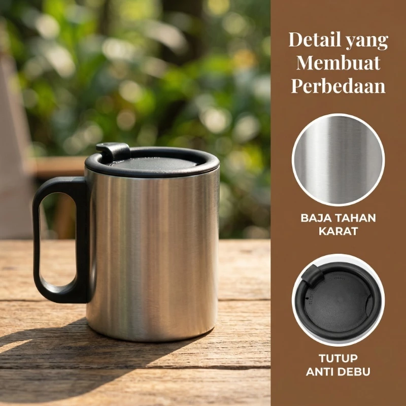 Mug Stainless Steel 304 Anti Tumpah Camping