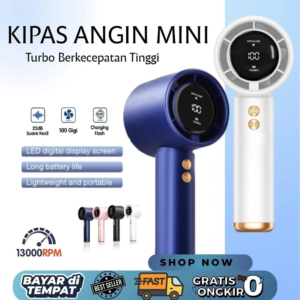 USB Mini Fan Turbo Portable Digital Display