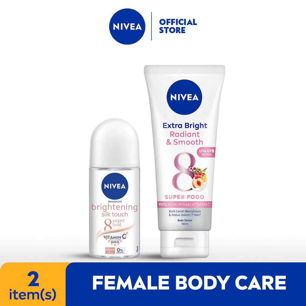 NIVEA Whitening Extra White Radiant & Smooth & Deodorant Silk Touch 50 ml - Bundle