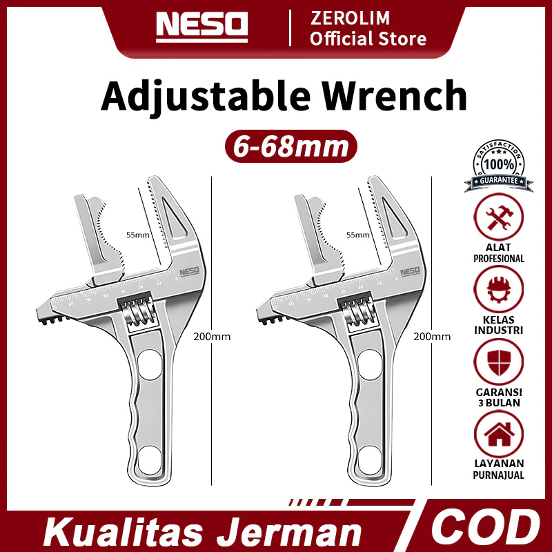 NESO Adjustable Wrench 6-68mm Universal